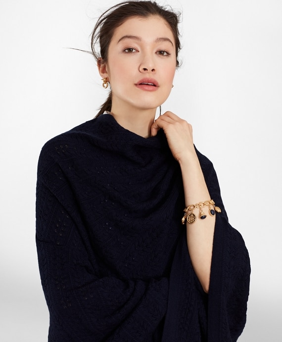 Pointelle Cable-Knit Merino Wool Ruana