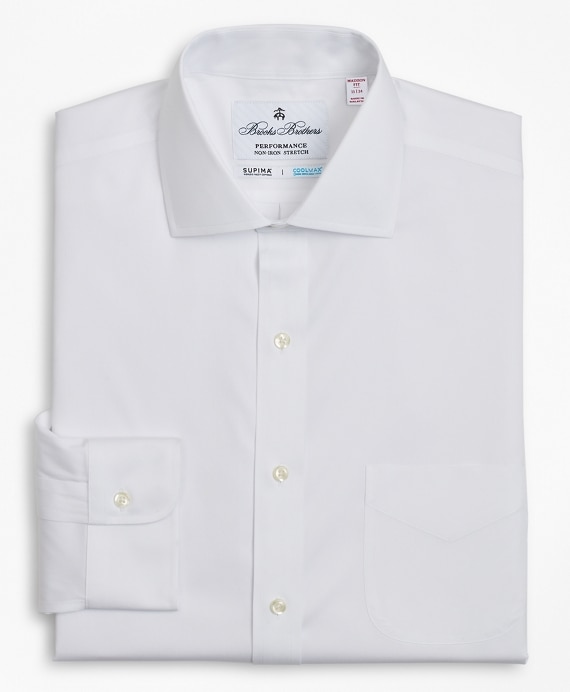 Madison Classic-Fit Dress Shirt, Performance Non-Iron with COOLMAX®, English Spread Collar Twill