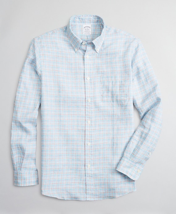 Regent Fitted Sport Shirt, Irish Linen Mini-Check