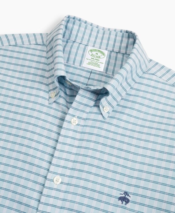 Stretch Milano Slim-Fit Sport Shirt, Non-Iron Check