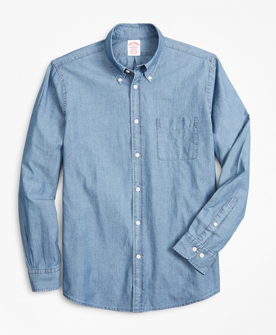 Madison Classic-Fit Sport Shirt, Indigo Chambray