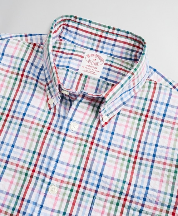 Madison Classic-Fit Sport Shirt, Seersucker Multi-Check