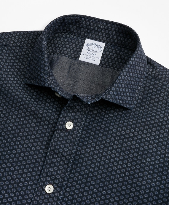 Regent Fit Mini-Floral Print Sport Shirt