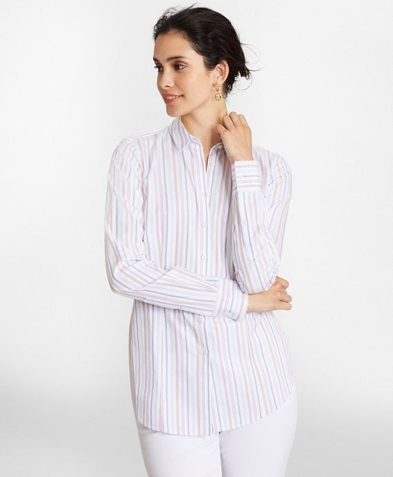 Non-Iron Tailored-Fit Striped Supima® Cotton Dobby Shirt