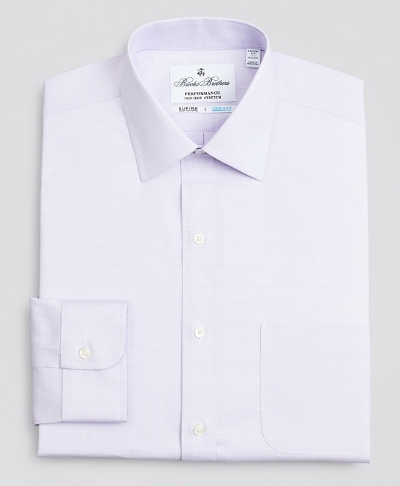 Regent Fitted Dress Shirt, Performance Non-Iron with COOLMAX®, Ainsley Collar Twill Check