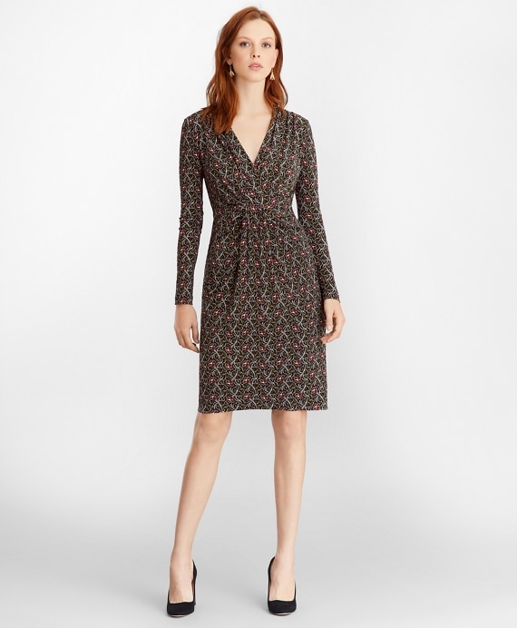 Violette-Print Jersey Faux Wrap Dress