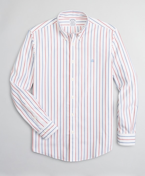 Stretch Regent Fitted Sport Shirt, Non-Iron Stripe