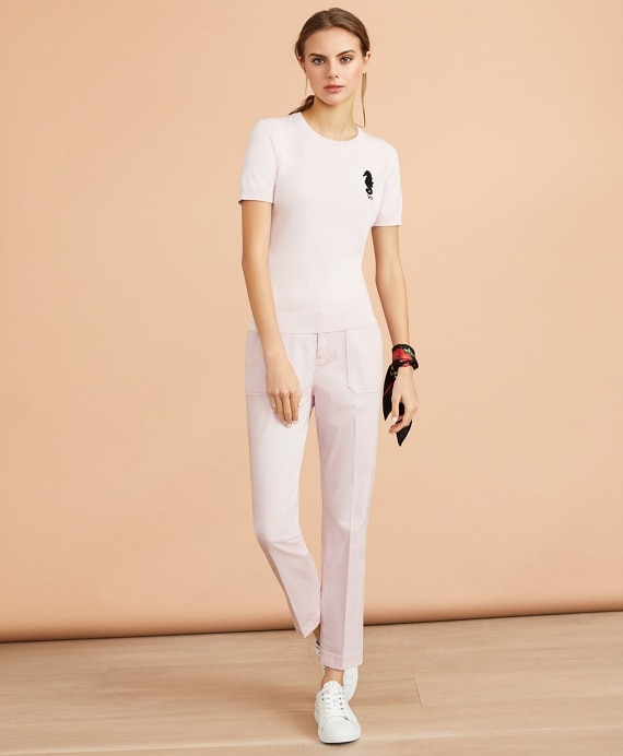 Stretch Cotton Sateen Patch Pocket Pants