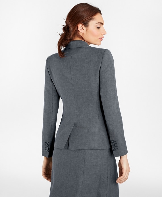 Petite Bird's-Eye Stretch-Wool One-Button Jacket