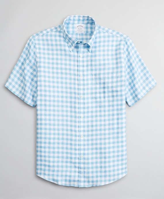 Regent Fitted Sport Shirt, Irish Linen Short-Sleeve Gingham