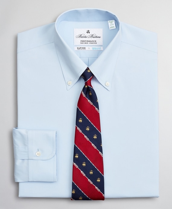 Milano Slim Fit Dress Shirt, Performance Non-Iron with COOLMAX®, Button-Down Collar Twill