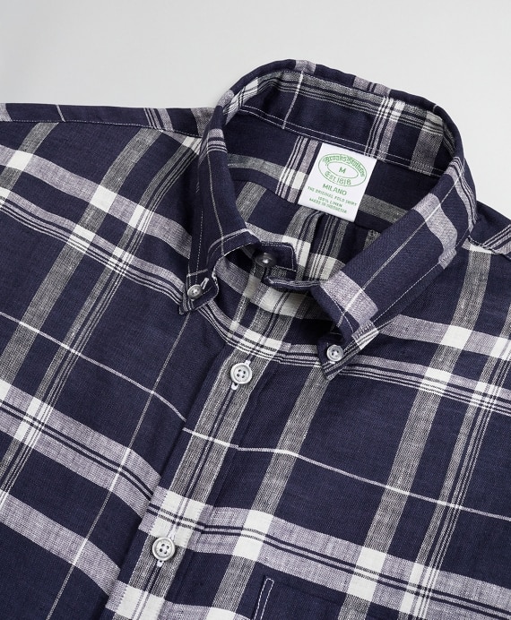 Milano Slim-Fit Sport Shirt, Irish Linen Large Plaid