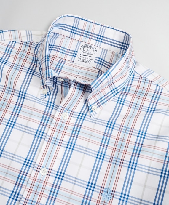 Stretch Regent Fitted Sport Shirt, Non-Iron Multi-Plaid