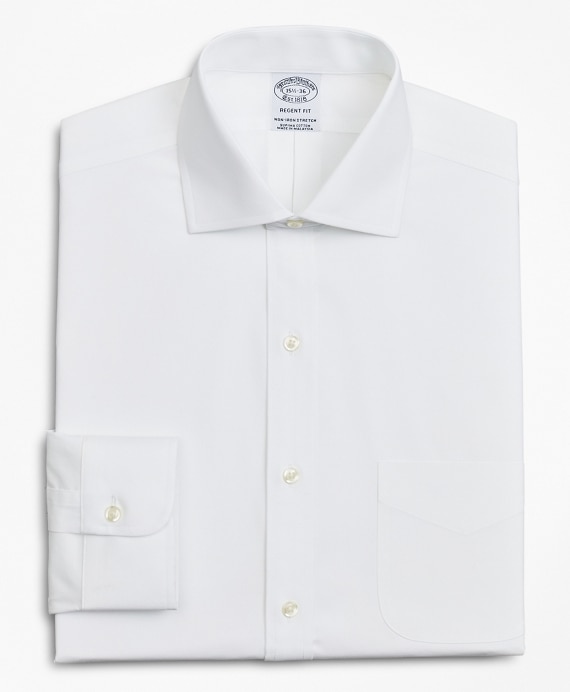 Stretch Regent Fitted Dress Shirt, Non-Iron Poplin English Collar