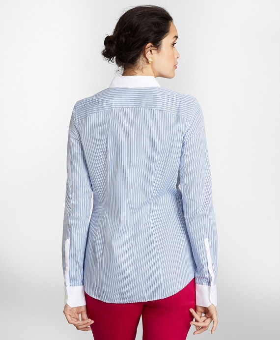 Petite Non-Iron Tailored-Fit Striped Cotton Dobby Shirt