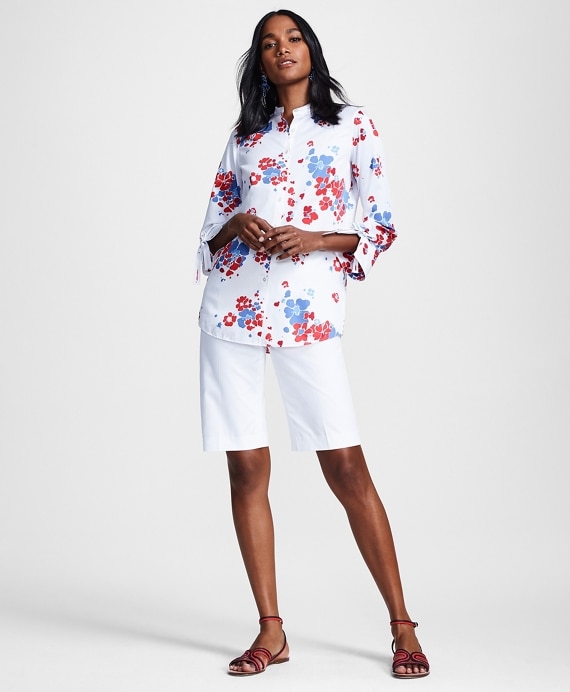 Floral-Print Supima® Cotton Sateen Tunic