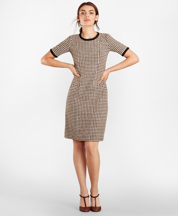Petite Checked Tweed A-Line Dress