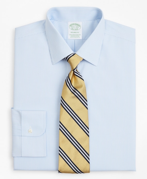 Stretch Milano Slim-Fit Dress Shirt, Non-Iron Poplin Ainsley Collar Fine Stripe