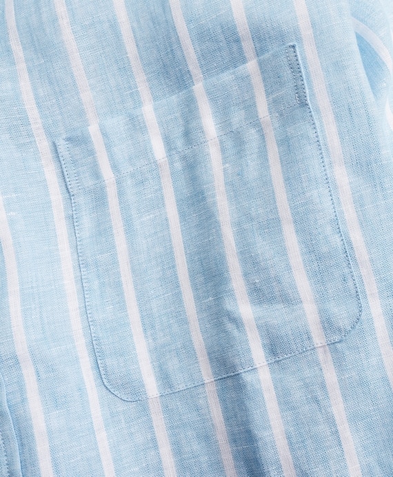 Regent Fitted Sport Shirt, Irish Linen Large Stripe