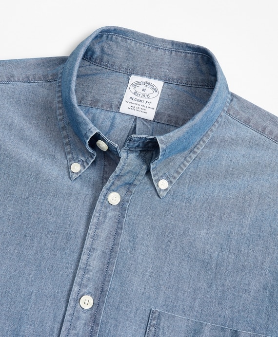 Regent Fitted Sport Shirt, Indigo Chambray