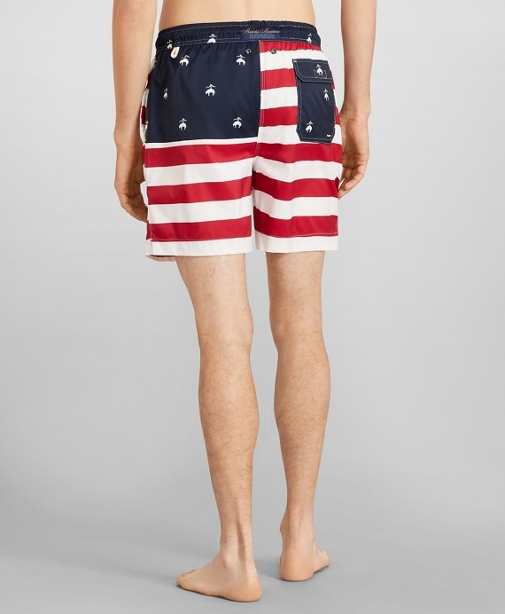 Montauk 6 Flag Print Swim Trunks