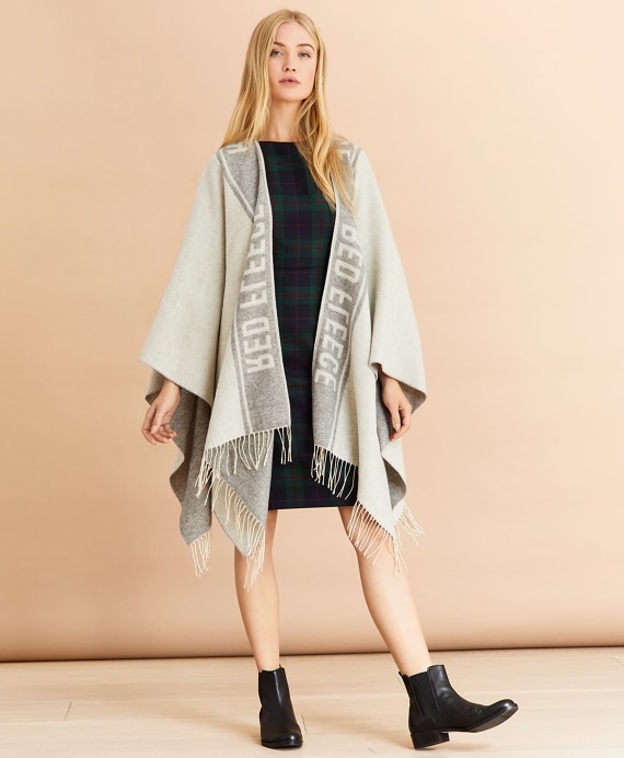 Logo-Pattern Wool-Blend Ruana