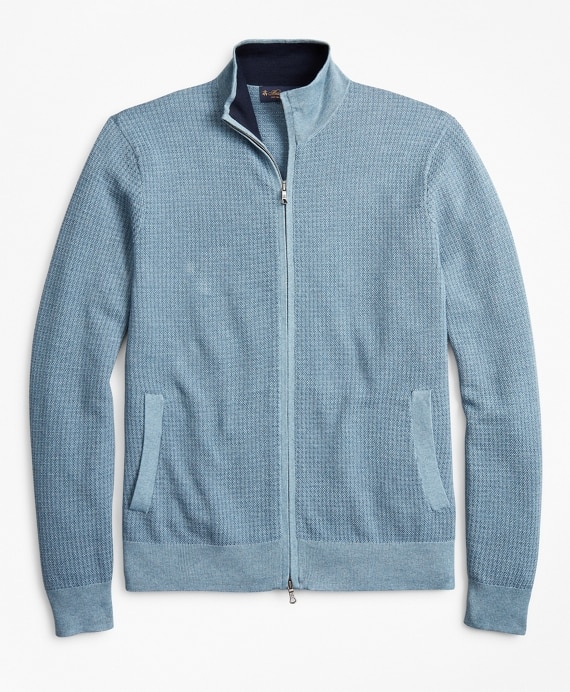 Supima® Cotton Textured Full-Zip Sweater
