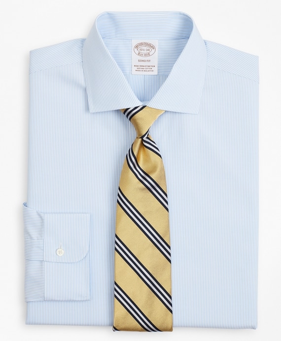 Stretch Soho Extra-Slim-Fit Dress Shirt, Non-Iron Poplin English Collar Fine Stripe
