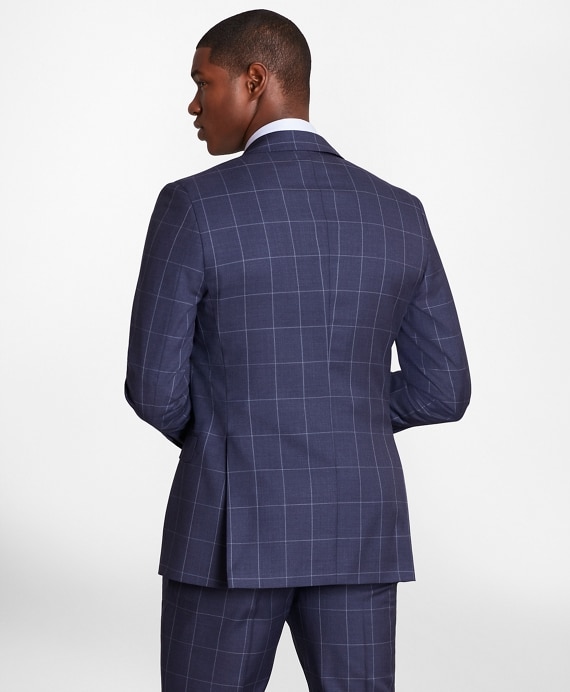 BrooksGate™ Regent-Fit Windowpane Wool Twill Suit Jacket