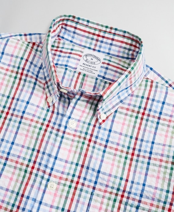 Regent Fitted Sport Shirt, Seersucker Multi-Check