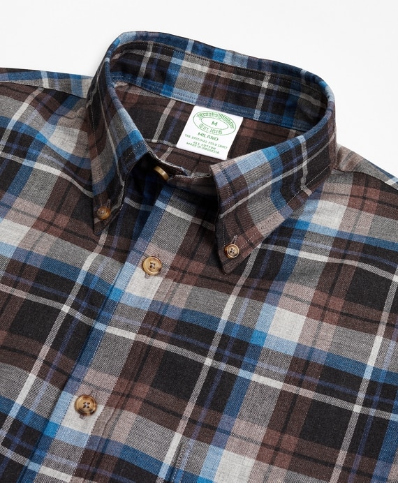 Milano Fit Grey Plaid Brushed Flannel Sport Shirt