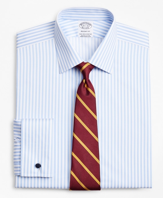 Stretch Regent Fitted Dress Shirt, Non-Iron Twill Ainsley Collar French Cuff Bold Stripe