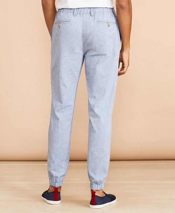 Cotton-Linen Chambray Joggers