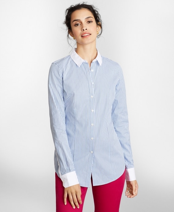 Non-Iron Tailored-Fit Striped Cotton Dobby Shirt