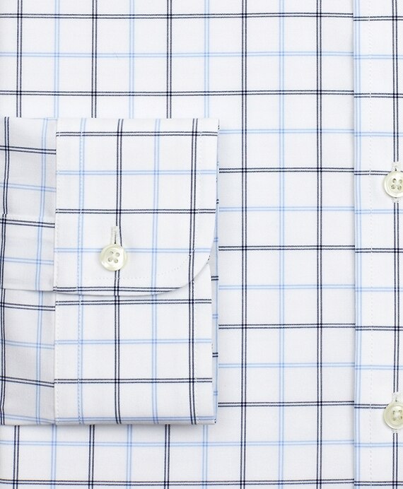 Stretch Big & Tall Dress Shirt, Non-Iron Poplin Button-Down Collar Double-Grid Check