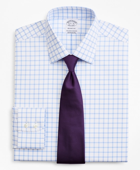 Stretch Regent Fitted Dress Shirt, Non-Iron Twill Ainsley Collar Grid Check