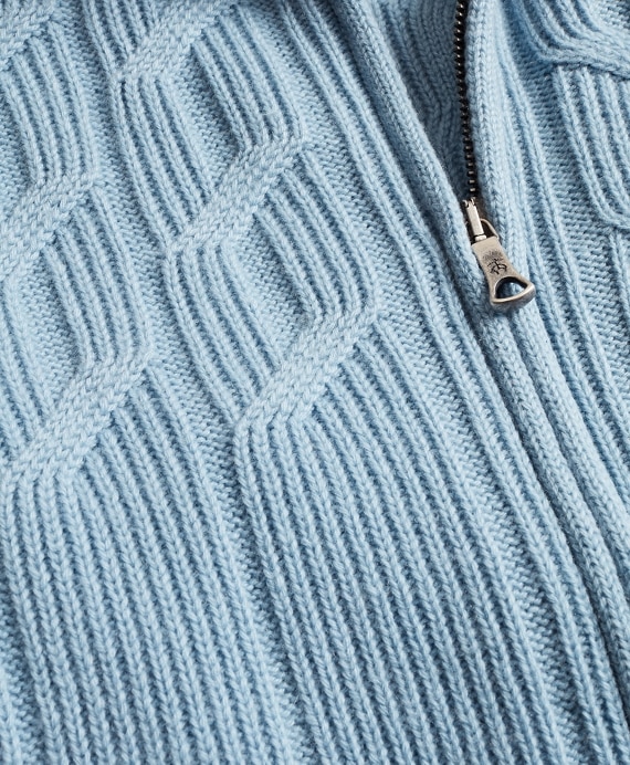 Golden Fleece® Cashmere Zip-Up Cable-Knit Sweater
