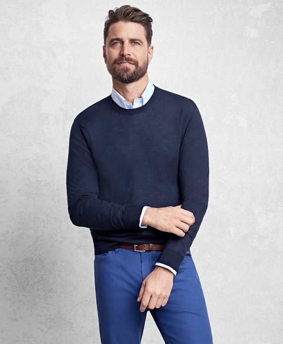 Golden Fleece® 3-D Knit Fine-Gauge Merino Crewneck Sweater