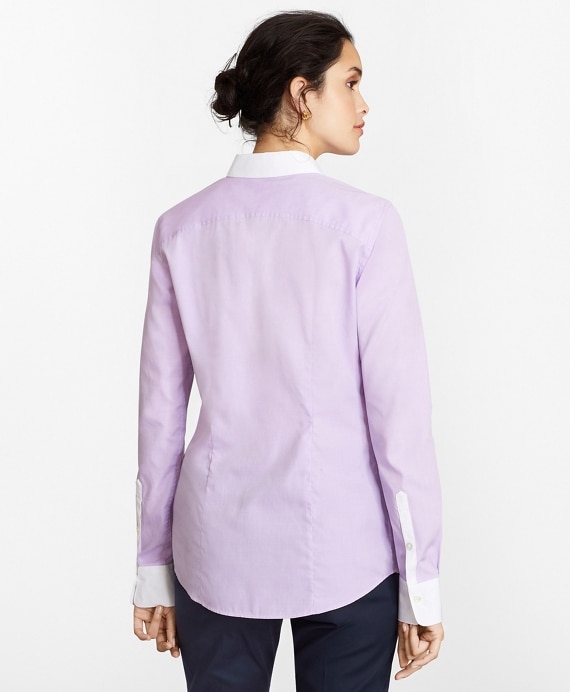 Petite Non-Iron Supima® Cotton Twill Contrast-Collar Fitted Shirt