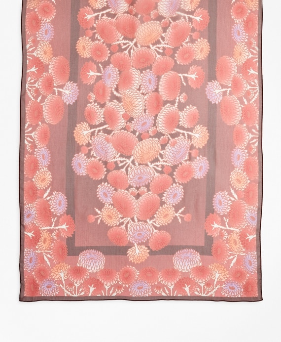 Floral-Print Silk Chiffon Oblong Scarf