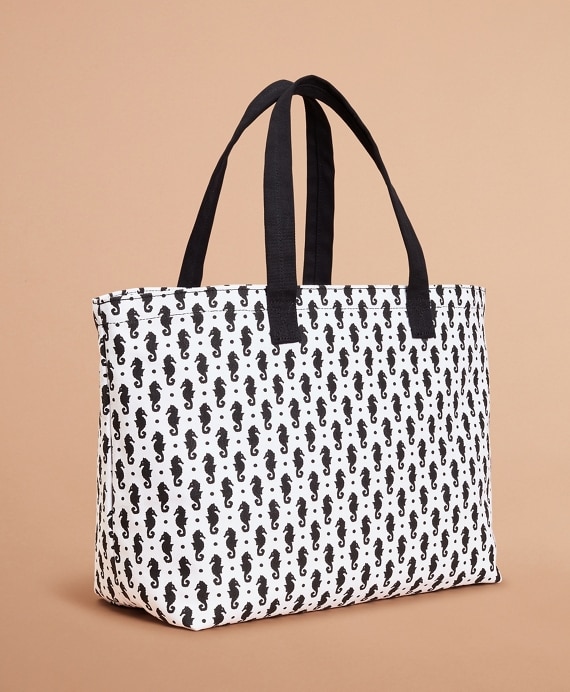 Seahorse-Print Canvas Tote Bag