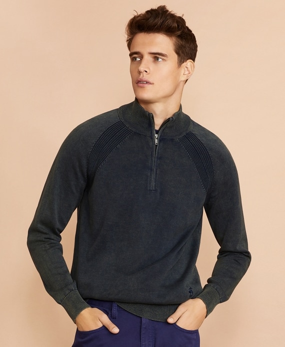 Acid Wash Half-Zip Sweater