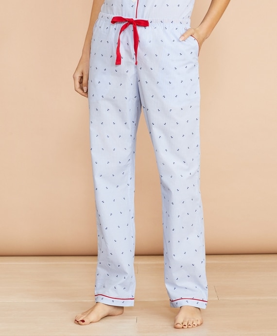Anchor-Print Striped Cotton Pajamas
