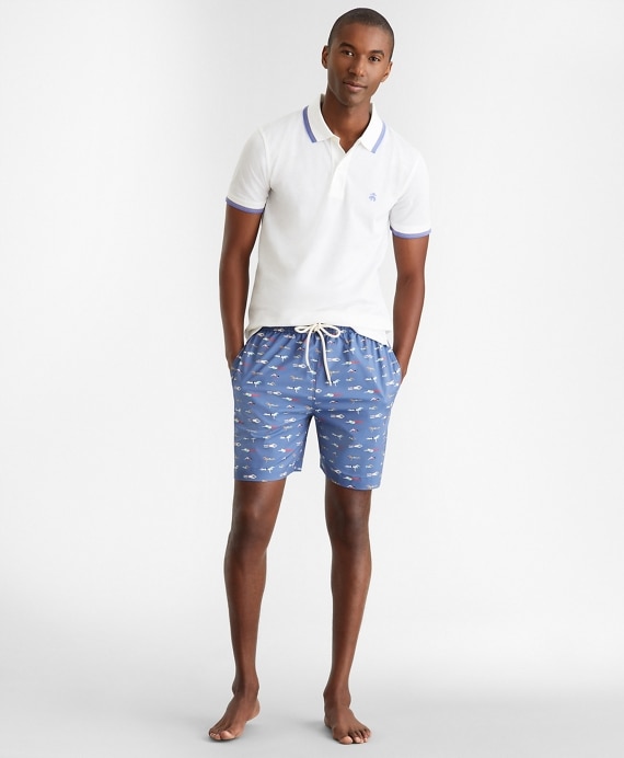 Montauk 6 Swimmers Motif Print Swim Trunks