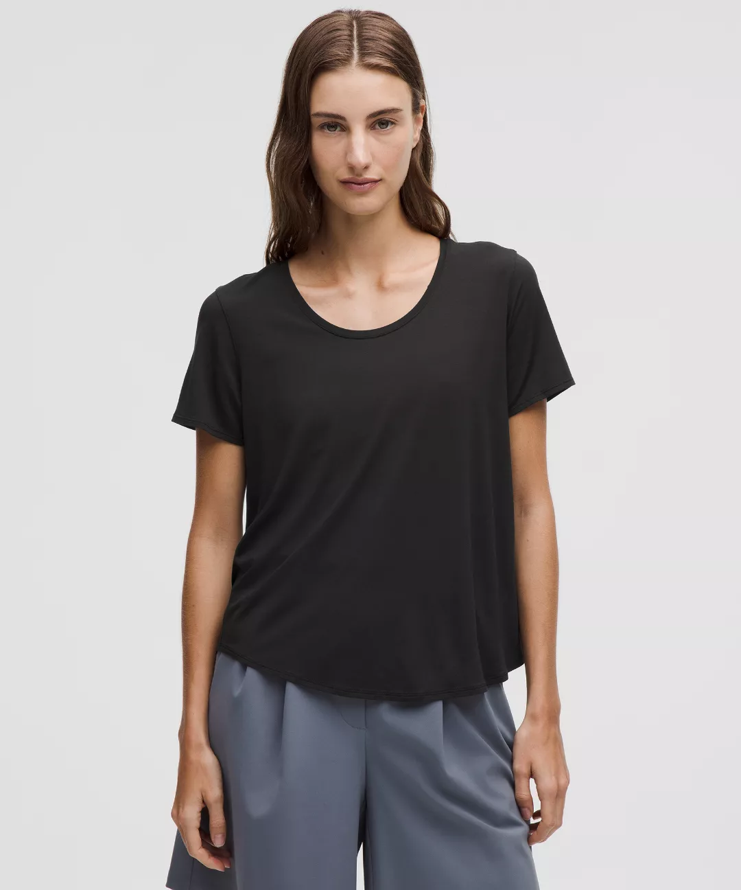 Modal-Silk Twist-Back Short-Sleeve Shirt