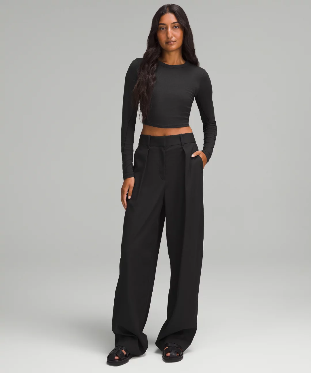 Hold Tight Straight-Hem Cropped Long-Sleeve Shirt