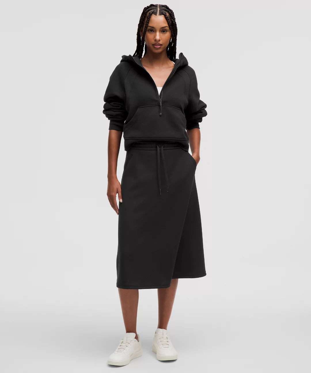 Modal-Blend High-Rise A-Line Midi Skirt