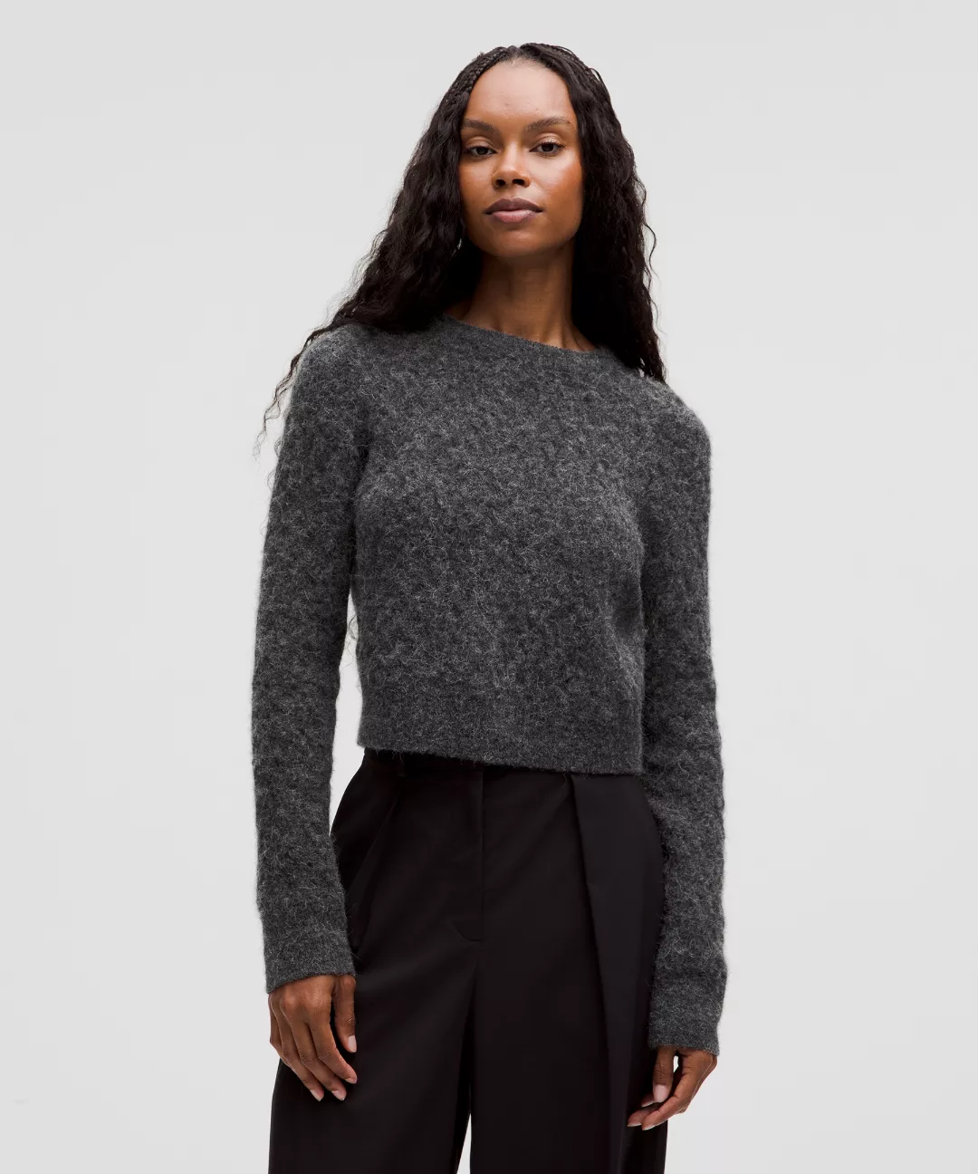 Alpaca Wool-Blend Crosshatch Sweater