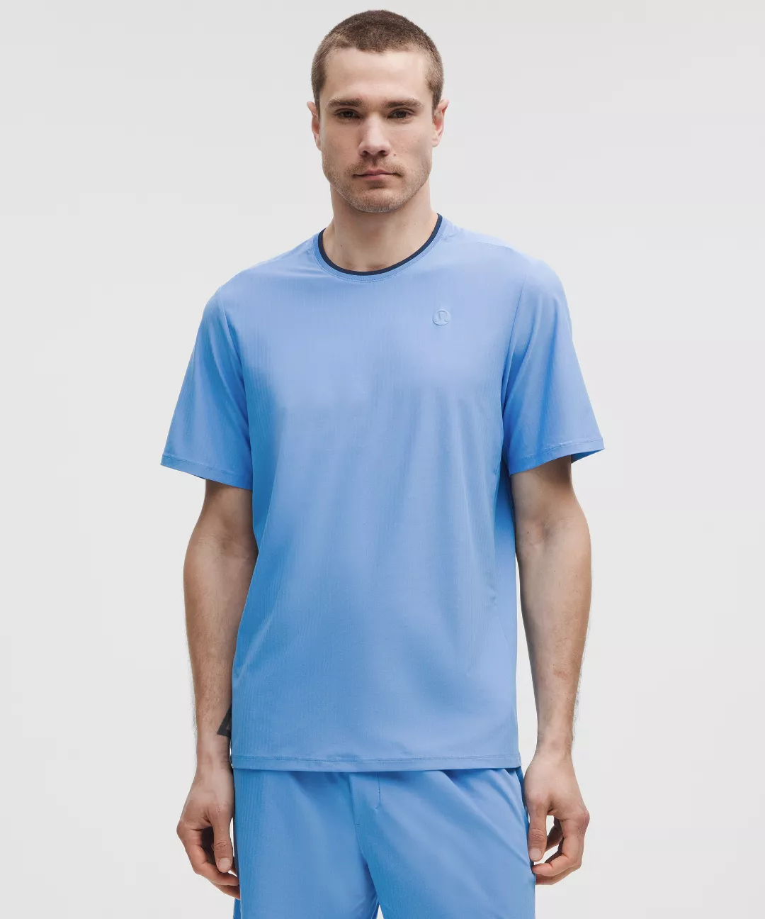 UV-Protective Striped Mesh Tennis T-Shirt