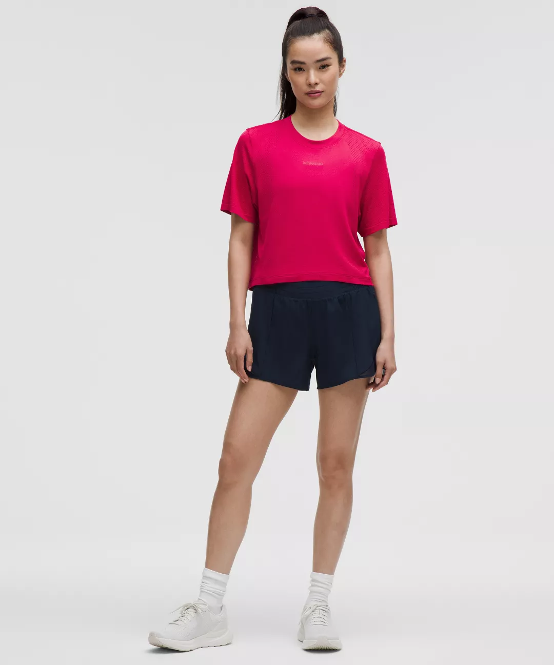 Swiftly High-Low Cropped Short-Sleeve Shirt